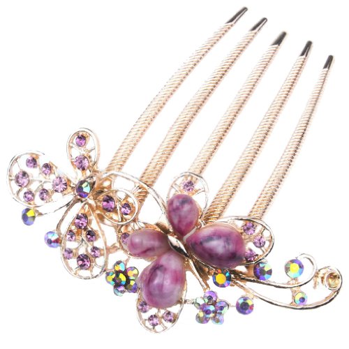 niceEshop(TM) Elegant Luxury Colorful Rhinestone Butterfly Hair Clips,Purple