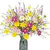 JFLORU Artificial Spring Flowers 12 Pack Spring Floral Picks 17 Inch Flower Stems with Colorful Daisies and Forsythia for Spring Summer Easter Flower Arrangements Centerpieces