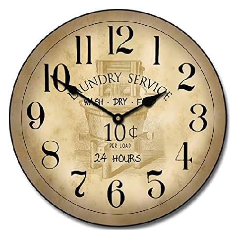 ArogGeld Laundry Room Wall Clock Arabic Numerals Clock Personalized Silent Non Ticking Wooden Wall Clock Battery Operated Esay Read for Home Decor Kids Room Office Housewarming Gift Cover