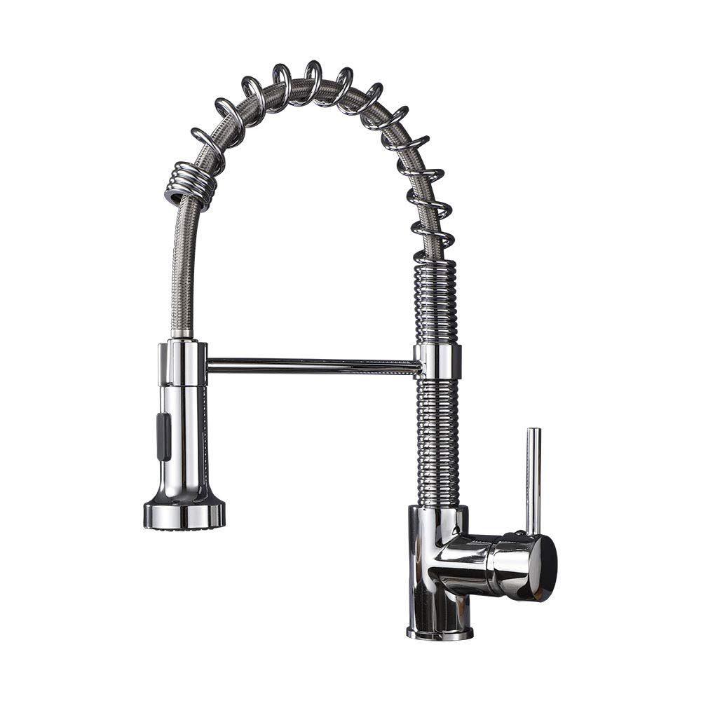 Water Kitchen Tap Electroplating Pull-Out Spring Rotatable Faucet Sink