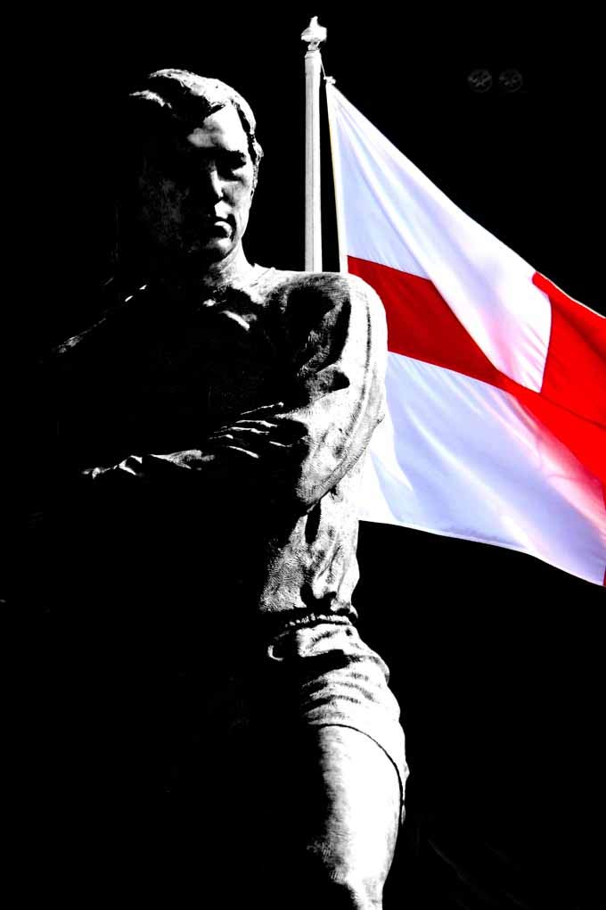 Photo Bobby Moore Angleterre drapeau St George deco noir et blanc pour salon foot