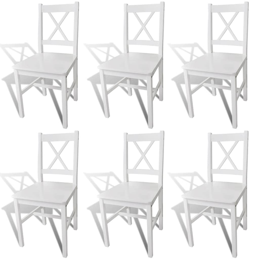 vidaXL 6X Sillas de Comedor Madera Blancas Asiento Banco Sillón Mueble Cocina