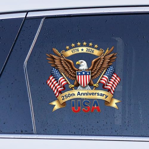 Image of 2pcs 250th Anniversary USA Car Sticker 1776-2026 Patriotic Eagle | 4th of July Independence Day Vinyl Decal for Car Bumper Truck Laptop Window 10 inch