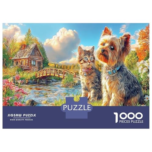 Rompecabezas de Yorkshire Terrier desafiante de 1000 piezas con gran tamaño de 70 x 50 cm 2