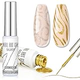 【 Gel Liner Nail Art 】 Jedes UV nagellack set enthält 2 liner gel nagellack, einen gold und einen silber, jeweils 8 ml. Das professionelle nagelgel muss 90 bis 120 sekunden unter UV/LED licht ausgehärtet werden. Die wattleistung der nagellampe und die dicke des gellacks beeinflussen die Aushärtungszeit.
