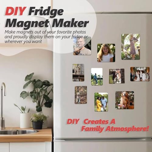 DIY Badge Making Kit - Fridge Magnet Button Badge Maker Machine with 100 Components + Paper Cutter, Rectangle Magnet Punch Press for Custom Badges, Easy to Use