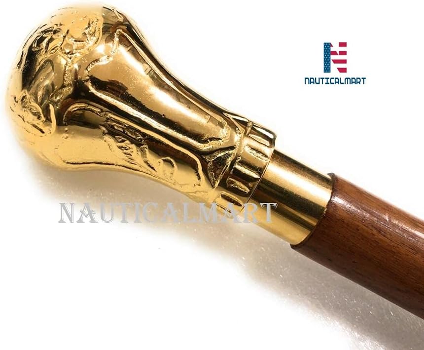 Gold Plated Bat Masterson Replica Walking Cane – Knob Handle Decorative Collector’s Cane Folding Cane Men Walking Sticks