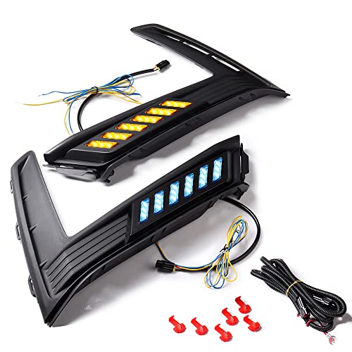 Astra Depot All In One LED 6000K White/Amber/Blue Sequential Daytime Running Light City Turn Signal Lamp DRL 72W Matte Black Compatible with 2023-2024 Honda CRV CR-V