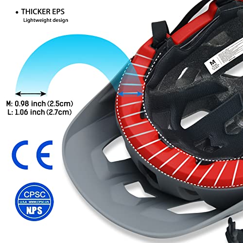 Bike Helmet Mountain Bike Helmets For Adults:men Women Bicycle Helmet Certified Mtb Cycling Helmet Lightweight With Visor (Large, Gray/Red) #TOP4