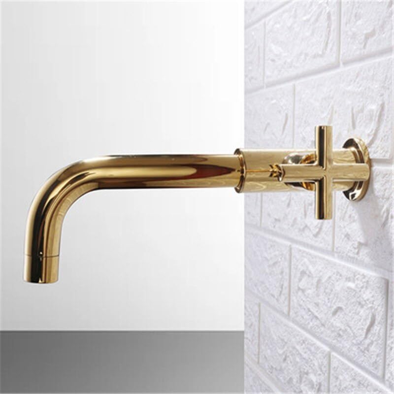 Robinet de lavabo en or brossé mitigeur mural haut de gamme avec bec rotatif design