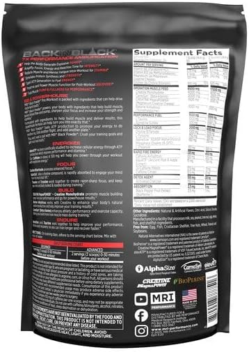 Miniatura 2 de MRI Black Powder - Polvo de preentrenamiento  Energía explosiva y resistencia  Fuerza y enfoque intensos  Construye músculo  Recuperarse más rápido