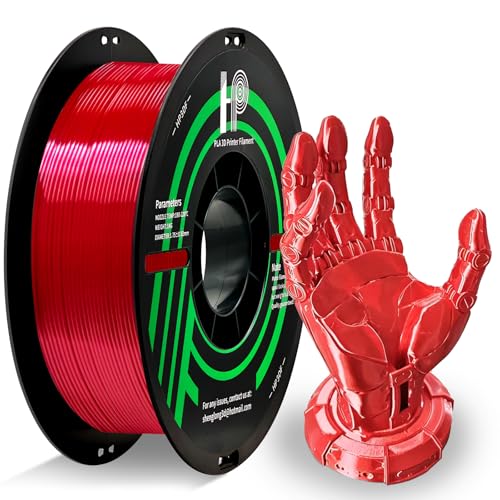 Image of HP3DF PLA Filament, Silk PLA, 3D Printer Filament, PLA Filament 1.75mm Dimensional Accuracy + /- 0.02mm, 1KG Spool (2.2 lbs), Fit Most FDM Printer (Silk Red)