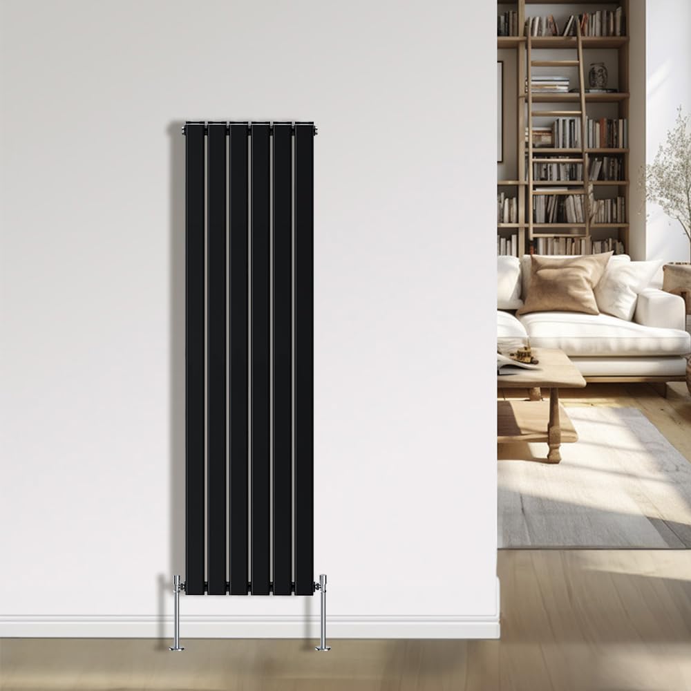 Nrg Black Radiator 1800X408mm Double Flat Panel Bathroom Designer Radiator