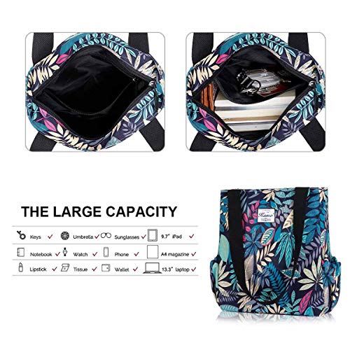 Image of KAMO Floral Tote Bag - Waterproof Lightweight Handbags Travel Shoulder Bag for Hiking Yoga Gym Swimming Travel Beach