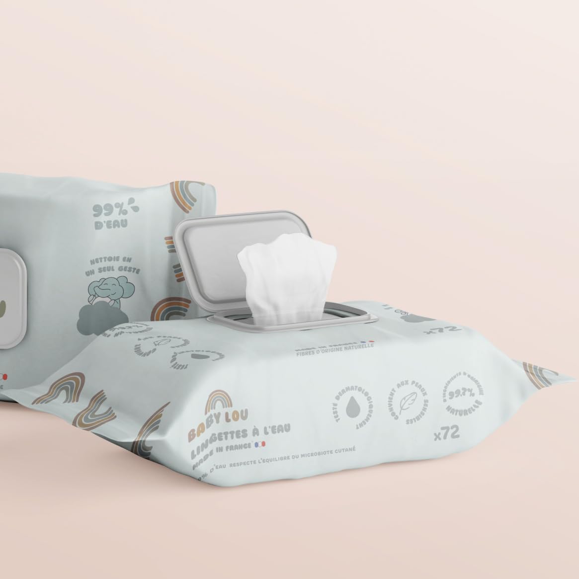 Salviette d'acqua 12 x 72 bustine | Salviette per neonati morbide e rilassanti | Adatto dalla nascita | Adatto per pelli sensibili | 99,7% di ingredienti di origine naturale |Made in