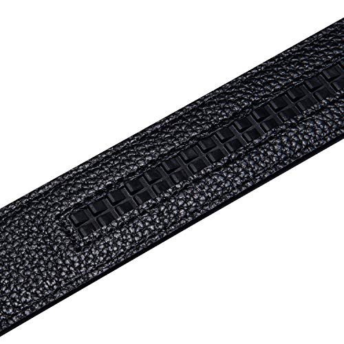 Image of Designer Men's Belts, Ratchet Leather Sliding Buckle Dress Belt | 1 3 /8 inch(3.5cm) Genuine Leather Adjustable Strap, Automatic Ratcheting Buckles, Gift‑Boxed, Trim to Fit, for Business Casual