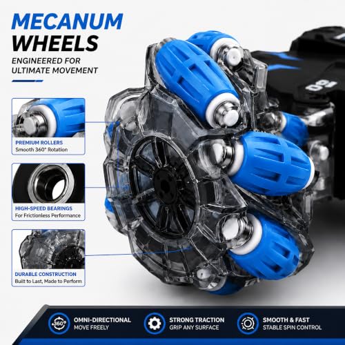 Image of Amazon Brand - Jam & Honey Remote Control Drift Stunt Car Toy | 4x4 RC Car for Kids & Adult | High Speed Racing Car | Omni-Directional Wheels | 360 Rotation | Double Sided Driving | RGB Lights Music