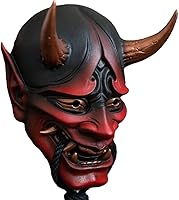 Vista 1 de Máscara japonesa de Samurai Hannya Oni, máscara facial de látex para cosplay, cubierta facial suave de anime de terror, máscara de fantasma demonio