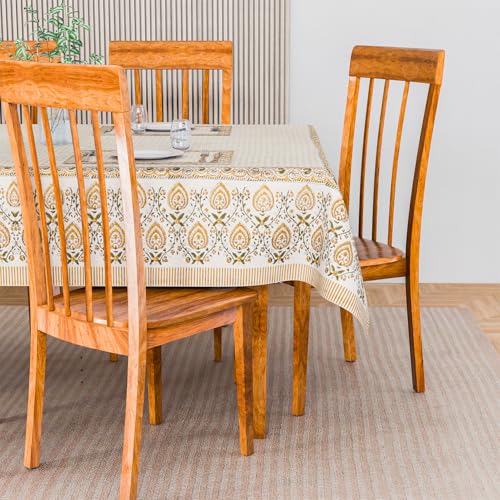 Nappe rectangulaire coton 185x137 nappe table à manger moutarde imprimée