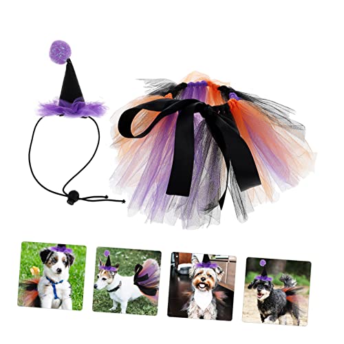 Disfraz Halloween para mascotas con sombrero y falda miniatura 3