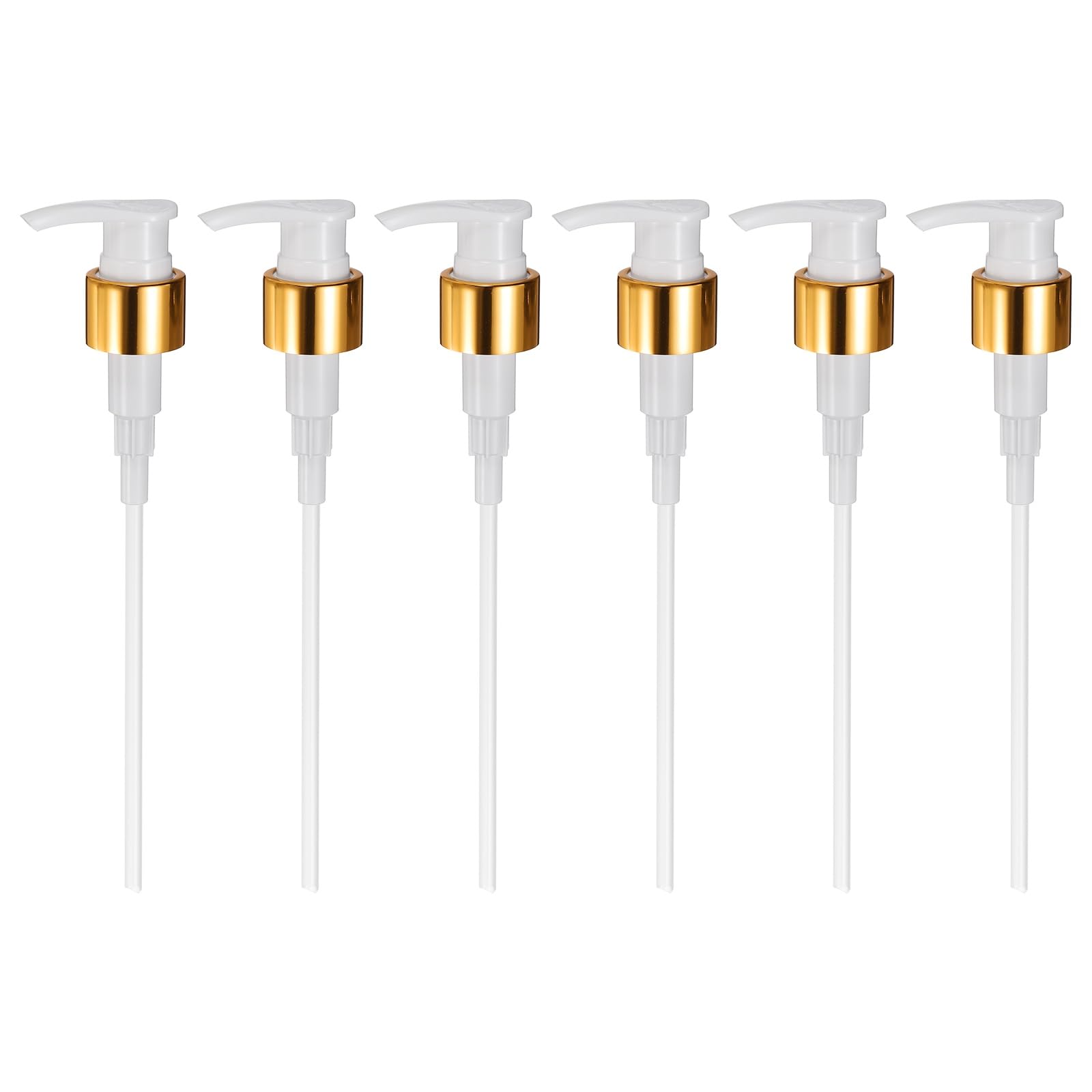 sourcing map 6 Pcs Soap Dispenser Pump Heads, Lotion Hand Soap Dispensers Top Pumps Replacement Switch Pumphead for Standard 24/410 Thread Size Lotion Shampoo Bottle in Kitchen, Gold/White