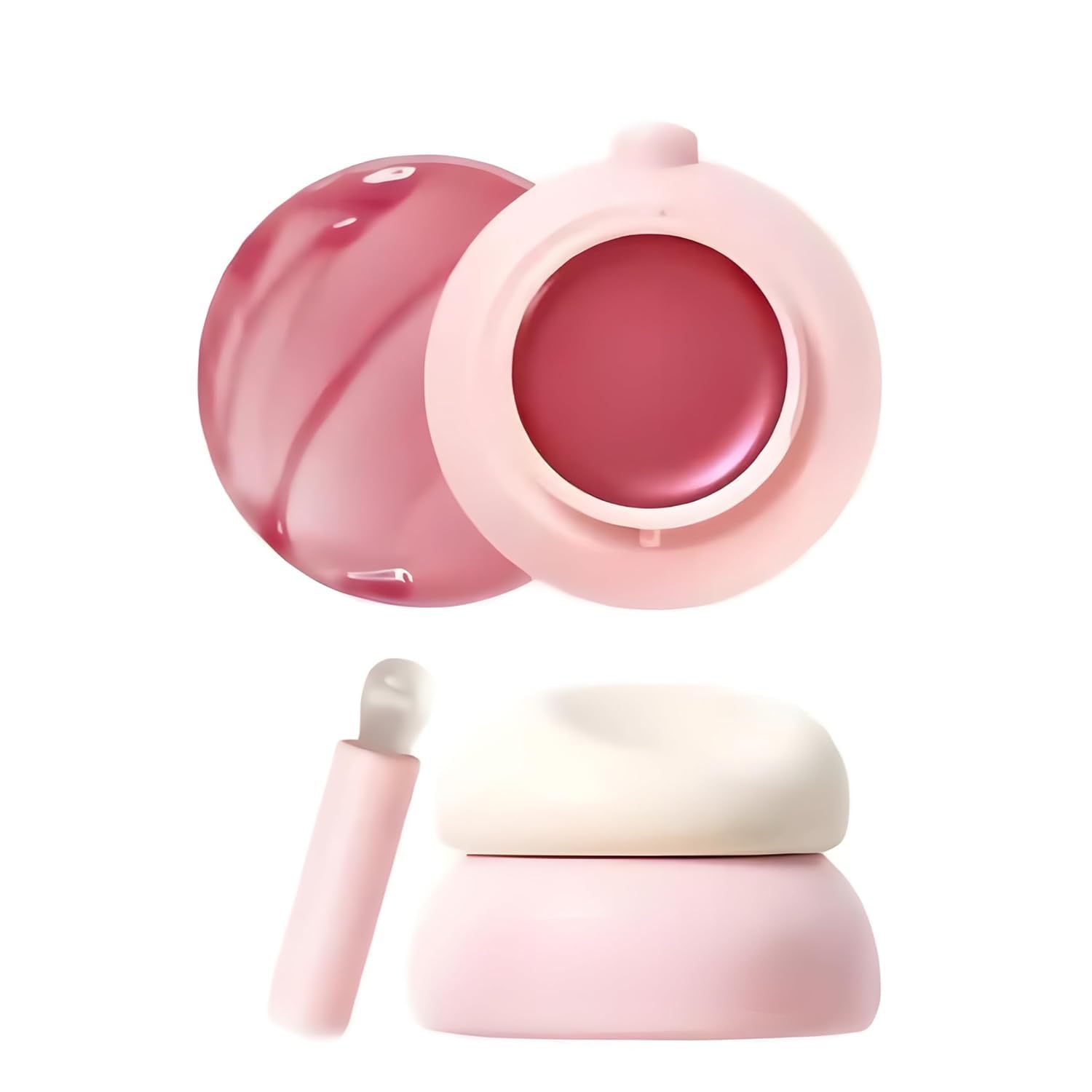 Korean Crystal Glaze Moisturizing Lip Gloss | Pocket Lip & Cheek Jam with Built-In Brush | Hydrating Non-Sticky Creamy Mud Pot| Compact Size Easy to Carry in Purese, Pockets or Hand Bags | K-beauty Lip Care For Women & Girls (Guava)-picture-12