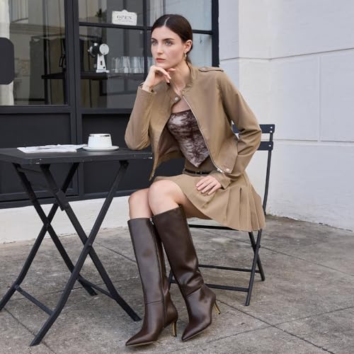 Image of wetkiss Knee High Boots - Pointed Toe & Kitten Heel & Side Full Zipper