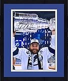 Framed Victor Hedman Tampa Bay Lightning 2020 Stanley Cup Champions Autographed 8" x 10" Raising Cup Photograph - Autographed NHL Photos