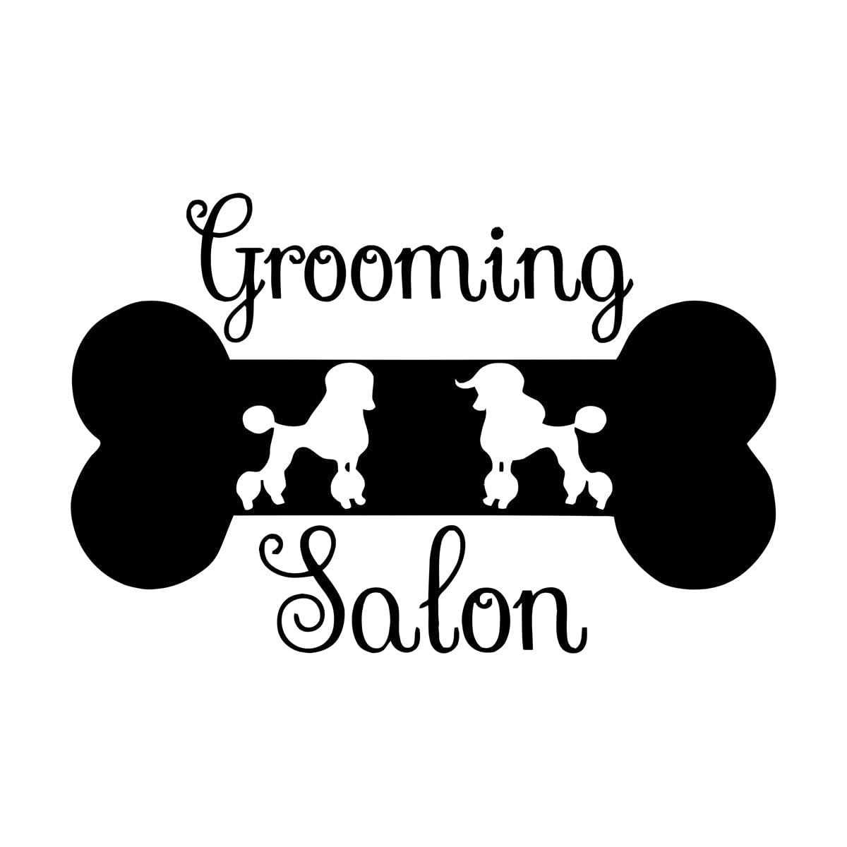 Pets Grooming Salon Sign Wall Decal Teddy Poodle Dog Grooming Wall Sticker Pet Store Decoration Bone Shape Vinyl Mural Small - 27x42cm