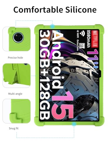 Étui en silicone DOOGEE Tab A9+ vert de 11 pouces avec support - 2