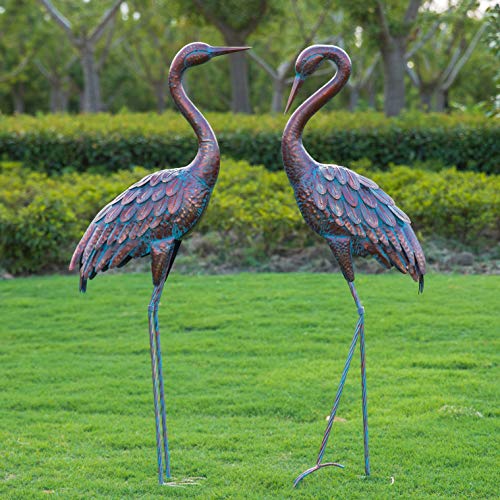 Kircust Garden Statues Patina Heron Decoy, Standing Metal Crane Sculpture For Outdoor Patio Lawn Pond Decoration, 47-Inch Tall (1Pc) #TOP5