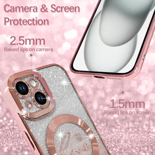 Image of ZIYE Magnetic Case Designed for iPhone 15 Glitter Case-Pink