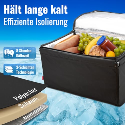 Foto von achilles Transportbox mit Kühlfunktion, Einkaufsbox mit Kühleinsatz, Kühlkorb groß, Einkaufskorb, klappbarer Kühlkorb, Klappbare Kühlbox, 61,5x42x29cm (Schwarz)