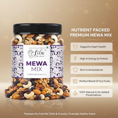 Image of LILA DRY FRUITS MEWA MIX Mixed Dry Fruits Pack - 250 g | Healthier Snacks with Almonds, Cashews, Walnuts, Golden Raisins, Black Raisins & Cranberries | Nuts Dried Fruits Mix Perfect For Gifting