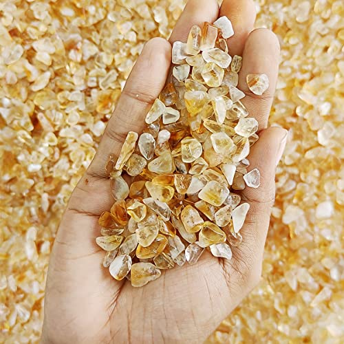 Image of Reiki Crystal Citrine Chips Stone for Vastu Natural Clear Citrine Chips for Aquarium Home Decor Garden Table Decor Stones Pebble Reiki Gemstones 1 Kg