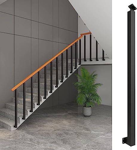 SAFWEL Barre Main Courante Balcon escalier parapet Poteaux latéraux de balustrade de plaque blindée, Avec kit de vis, Rampe d'escalier noire Escalier intérieur et extérieur, 1/2/5/10/20/25 emballage (