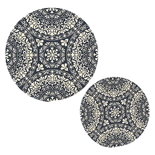 Alaza Paisley Flower Grey Mandala Pot Holders Trivets Set 2 Pcs,Potholders For Kitchens,Cotton Coasters Trivets For Hot Dishes/Hot Pots And Pans/Hot Pot Holders #TOP25