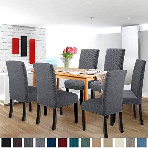Goodtou Chair Covers For Dining Room 6 Pack - Dining Room Chair Covers Set Of 6 Pack Super Fit Stretch Removable Washable Dining Chair Cover Slipcover For Dining Room,Ceremony,Banquet Party (Gray) #TOP1