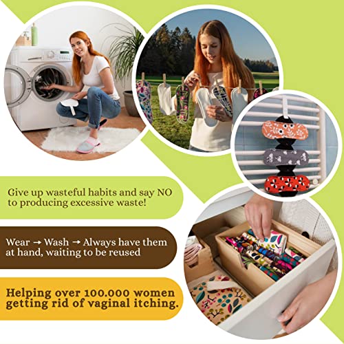 Image of Organic Cotton Reusable Panty Liner for Women & Teens (Tanga, Single); High-Temp Washable Cloth Liner Made in EU; Stay Fresh & Dry, for Daily Vaginal Discharge Only; 100% Breathable (no PUL /TPU)