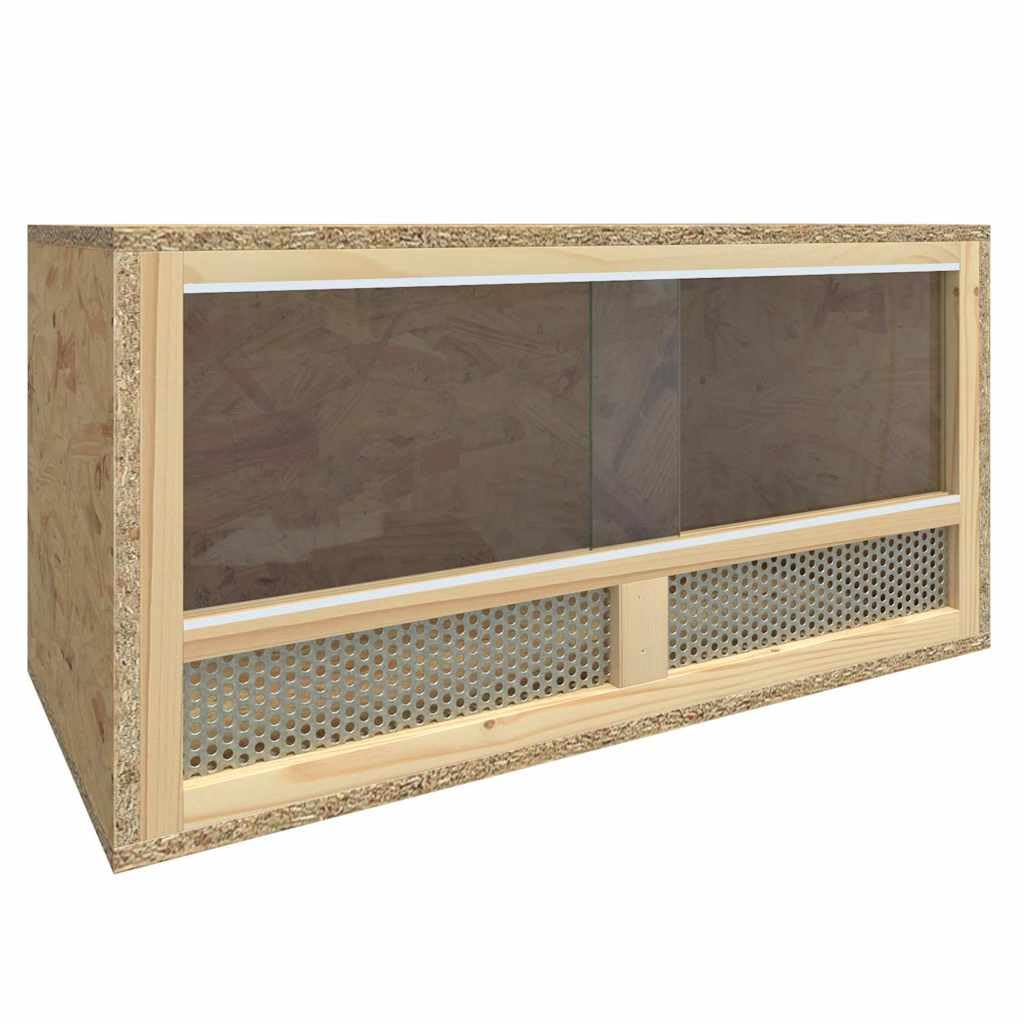 Terrarium materiał drewnopochodny 60 x 30 x 30 cm ze szkłem i stalową kratką, wybieg dla małych zwierząt dla królików i świnek morskich, wybieg wewnętrzny z pokrywą, drzwiami i wylewką