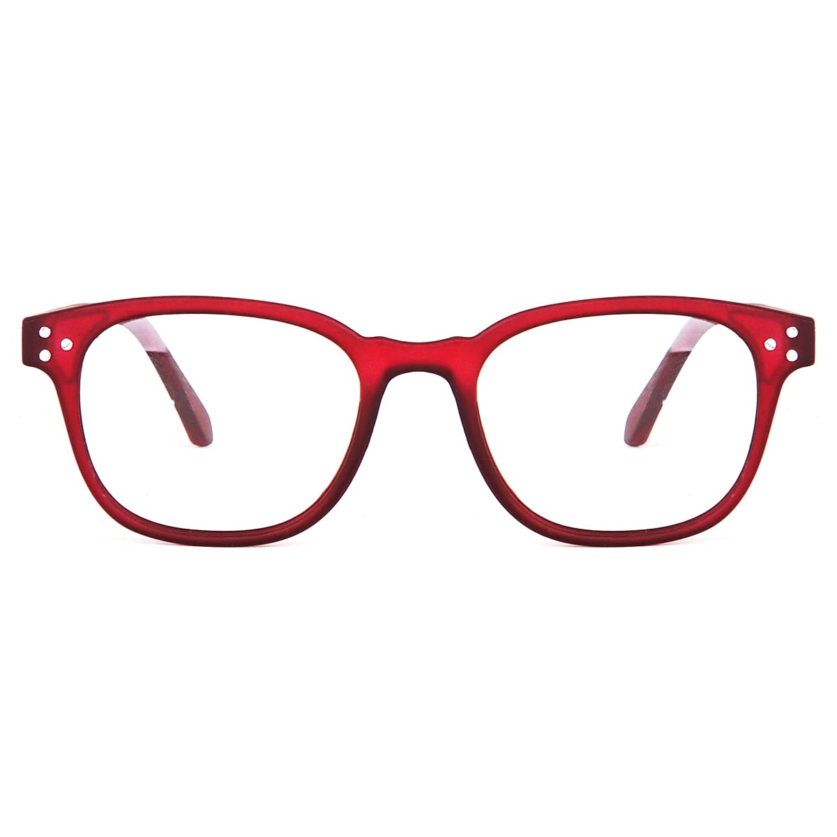Eymen I Classic Non Prescription Clear Lens Glasses for Women Men Square Frame Eyeglasses Multiple Shades (Red) - Image 2 thumbnail
