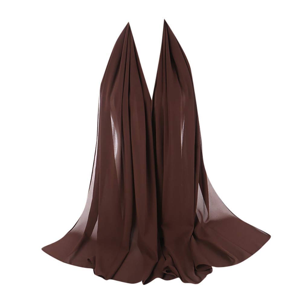 MSZSA 175X80 Maxi *Chiffon* Premium Quality Plain Scarf Hijab Sarong Showl Large Silk (chocolate)