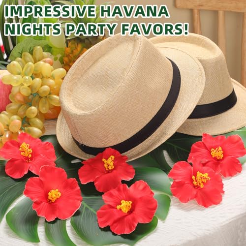 Image of Chicingyou 52 Pcs Havana Night Party Centerpieces Havana Night Wedding Celebration Accessories Party Decoration for Short Brim Cuban Hats Flags for Men Women