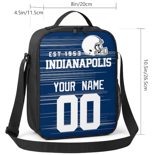 Image of Indianapolis Lunch Bag Custom Name and Number Personalized Gifts | Custom Personalized Lunch Box for Men Women