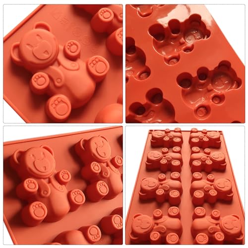 WishesMar Bear Shape Silicone Mould 8 Cavity Fluted Cake Mold Nonstick Baking Bakeware Reusable Silicone Mold for Pastry Dessert - Image 3