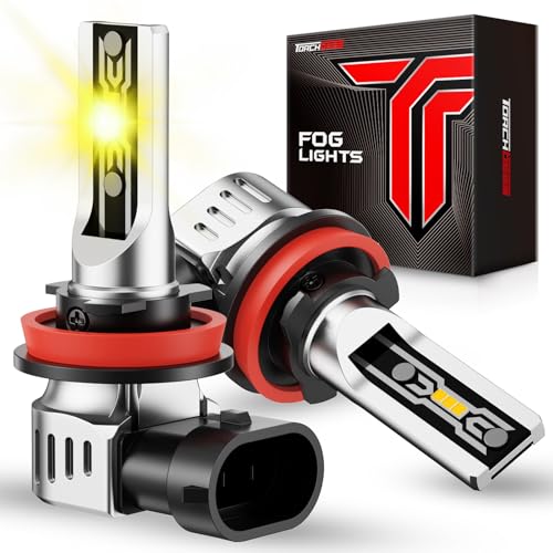 Torchbeam H11/H16/H8 LED Fog Light Bulbs Yellow, 12000 Lumen Upgrade,600% Brightness H11 Yellow LED Fog Lights, 1:1 Replacement For Cars,Trucks,and SUVs,3-minute quick installation,Pack of 2