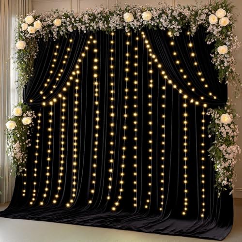 Cortinas Telón Negro con Luces 10x10 ft para Foto miniatura 1