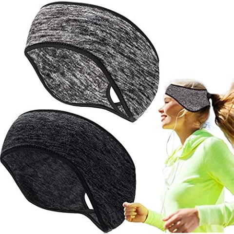 OSELEE Fleece Ponytail Headband, Lightweight Winter Headband Ear Warmers Stretchy Sport Band, for Women Yoga/Skiing/Running/Cycling/Outside Sport Cover