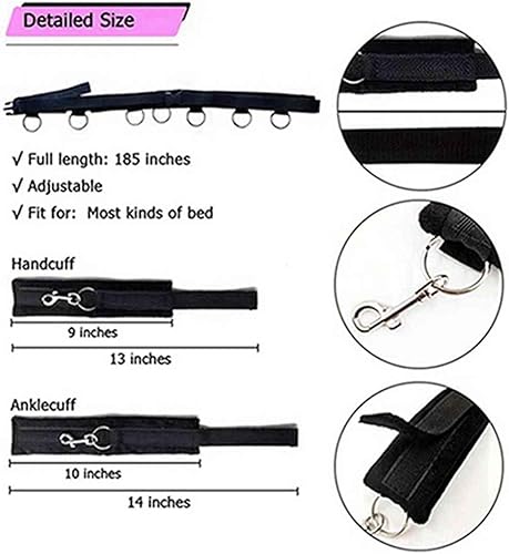 Miniatura 5 de BDSM - Kit de restricciones de bondage, juguetes para parejas, lazos sexuales de cama King para tobillos y muñecas para tamaño Queen, correas de