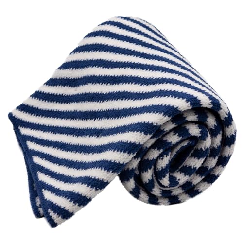 Image of Chenille Baby Blanket, Toddler Blanket, Soft & Plush, 40x30 Inches (NAVY STIPES)